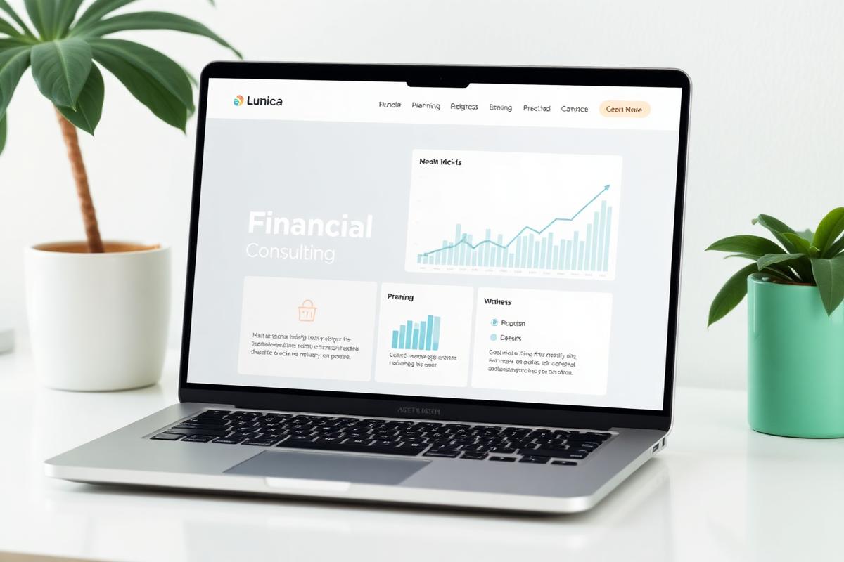 Build Financial Wellness website shown on a laptop with financial planning dashboards